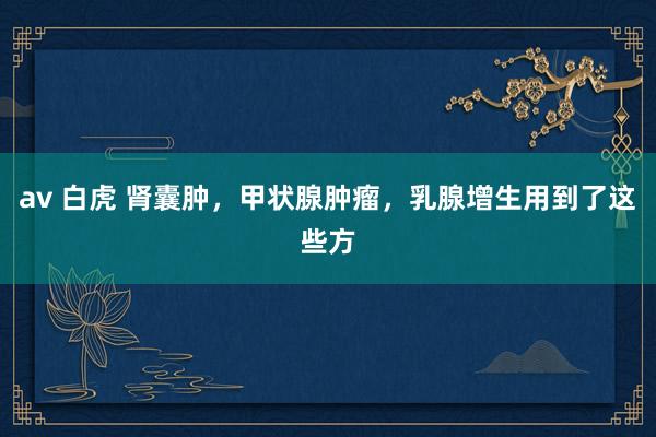 av 白虎 肾囊肿，甲状腺肿瘤，乳腺增生用到了这些方