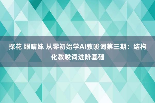 探花 眼睛妹 从零初始学AI教唆词第三期：结构化教唆词进阶基础